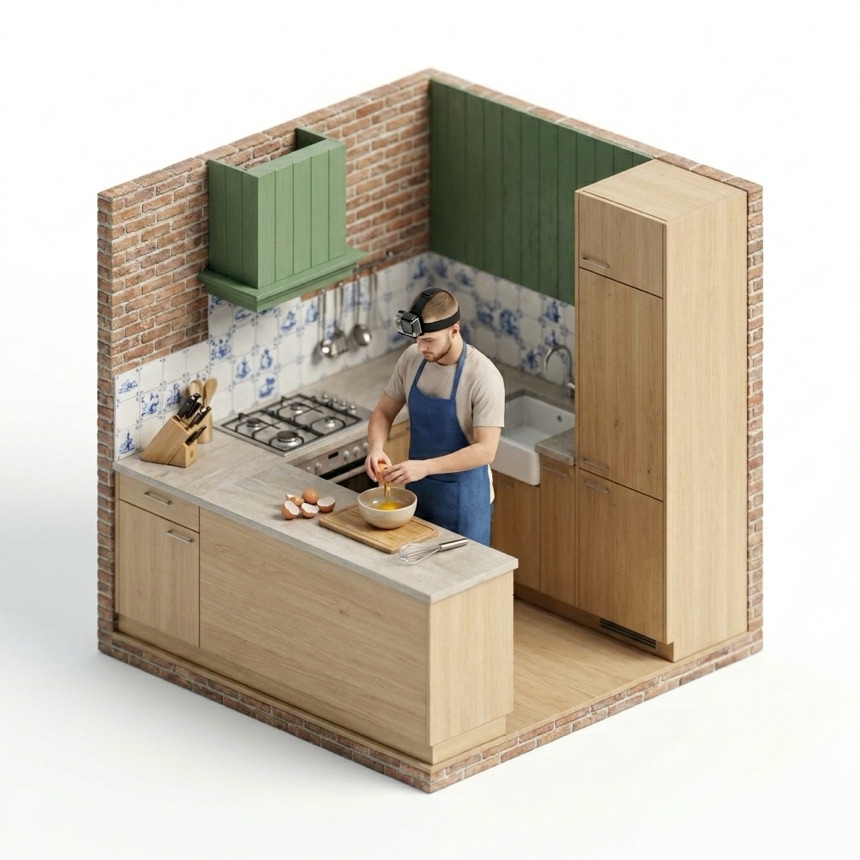 Cracking & Whisking Eggs room diorama
