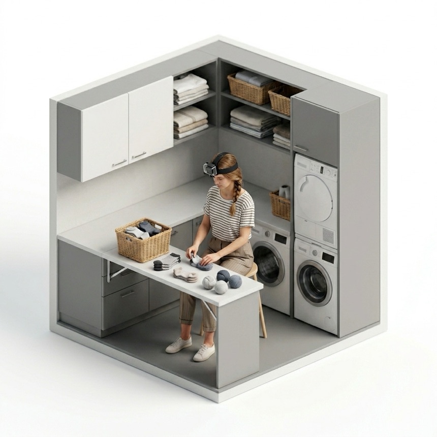 Matching & Folding Socks room diorama