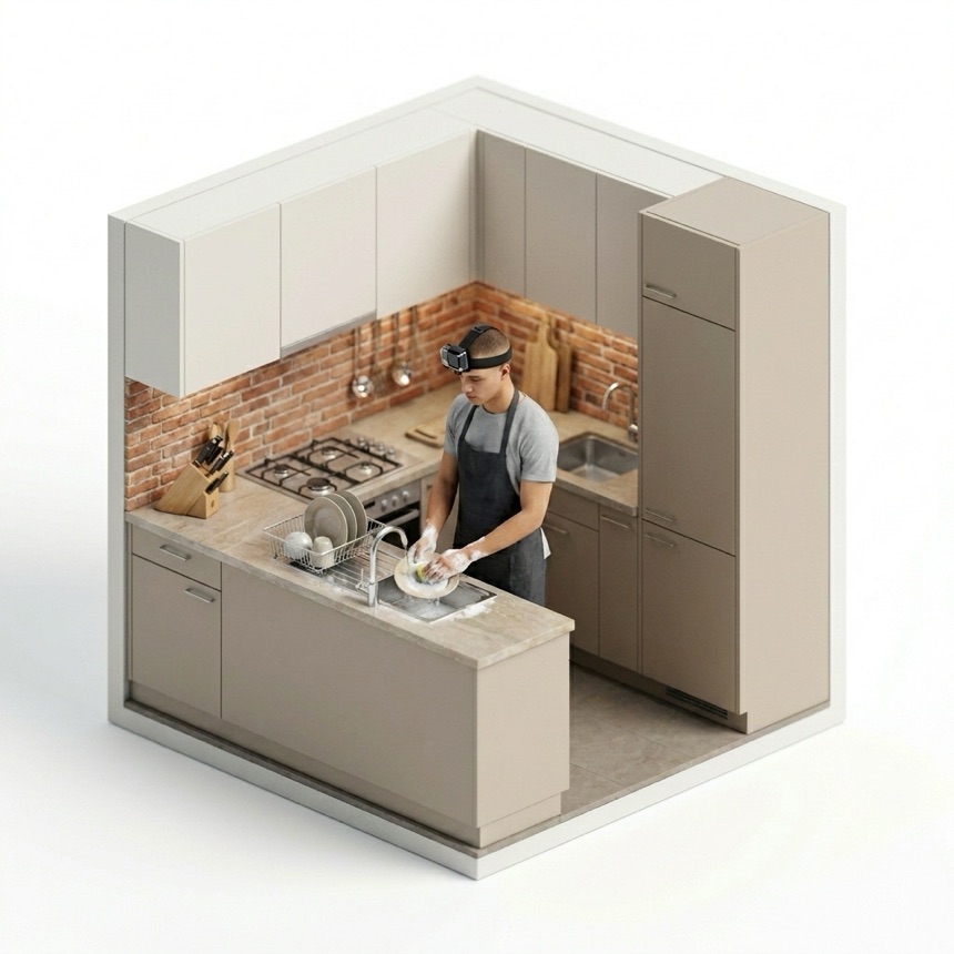 Hand-Washing Dishes room diorama