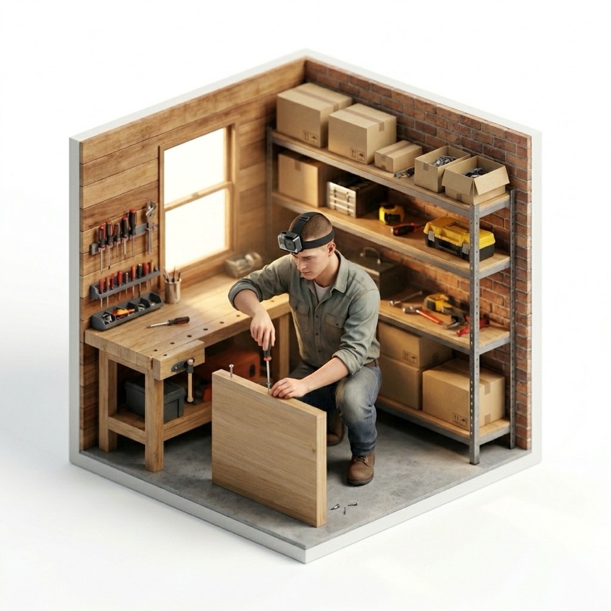 Tool Use & Repair room diorama