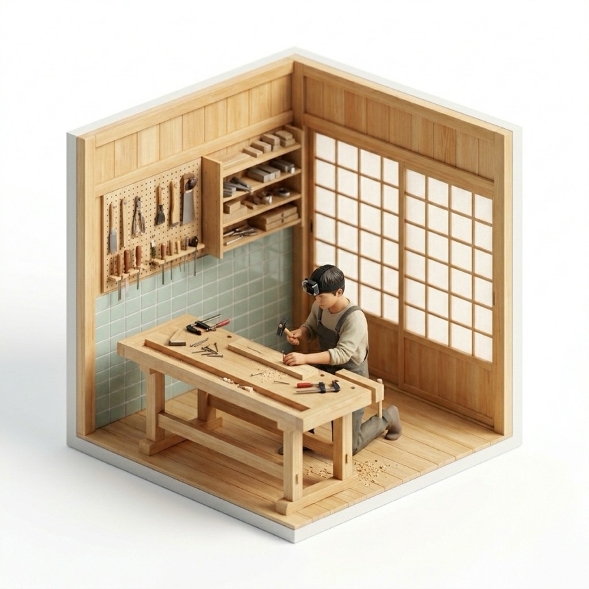 Using a Hammer — Kyoto, Japan diorama