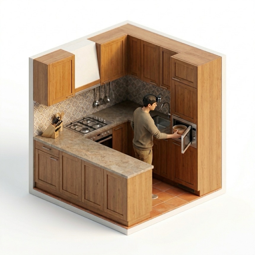 Using a Microwave room diorama