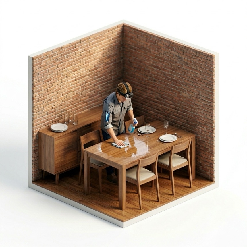 Wiping Countertops room diorama