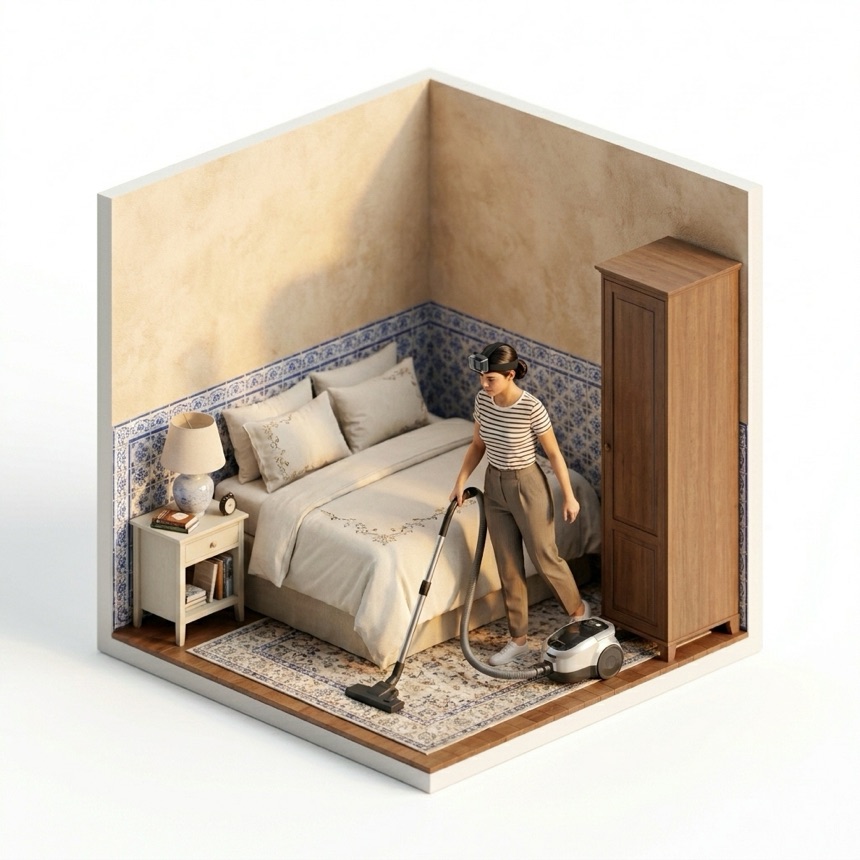 Vacuuming room diorama