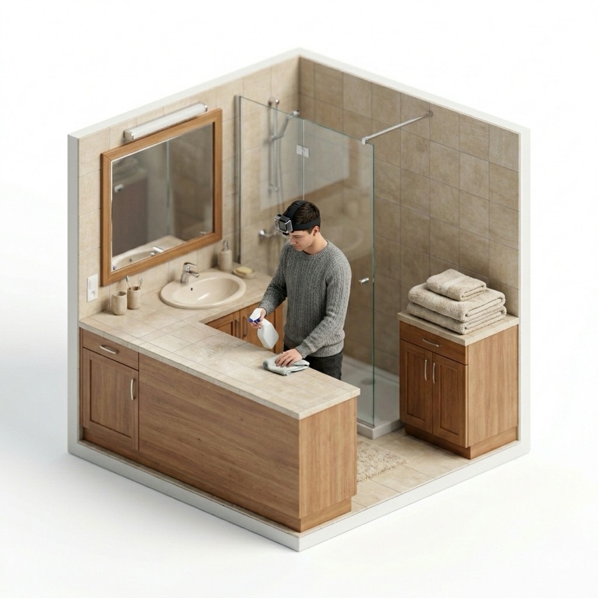 Spray-and-Wipe Cleaning room diorama