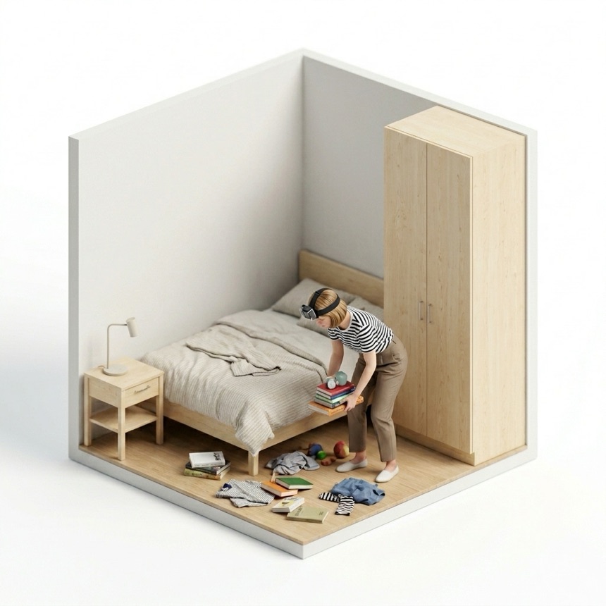 Picking Up Clutter room diorama