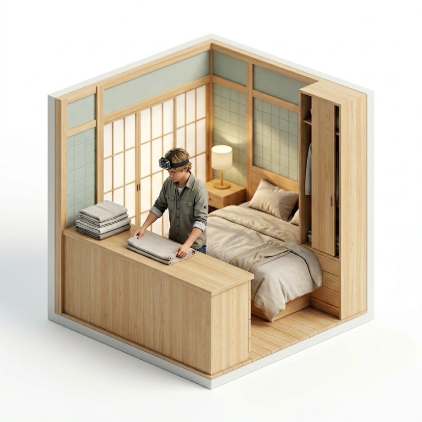 Folding Fitted Sheets room diorama