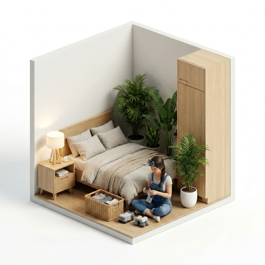 Matching & Folding Socks room diorama