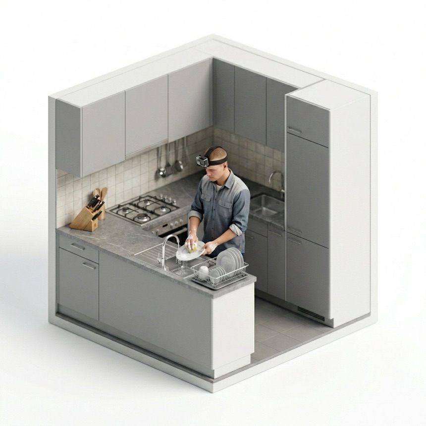Hand-Washing Dishes room diorama