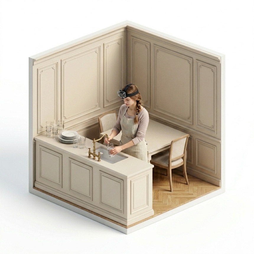 Filling a Glass room diorama