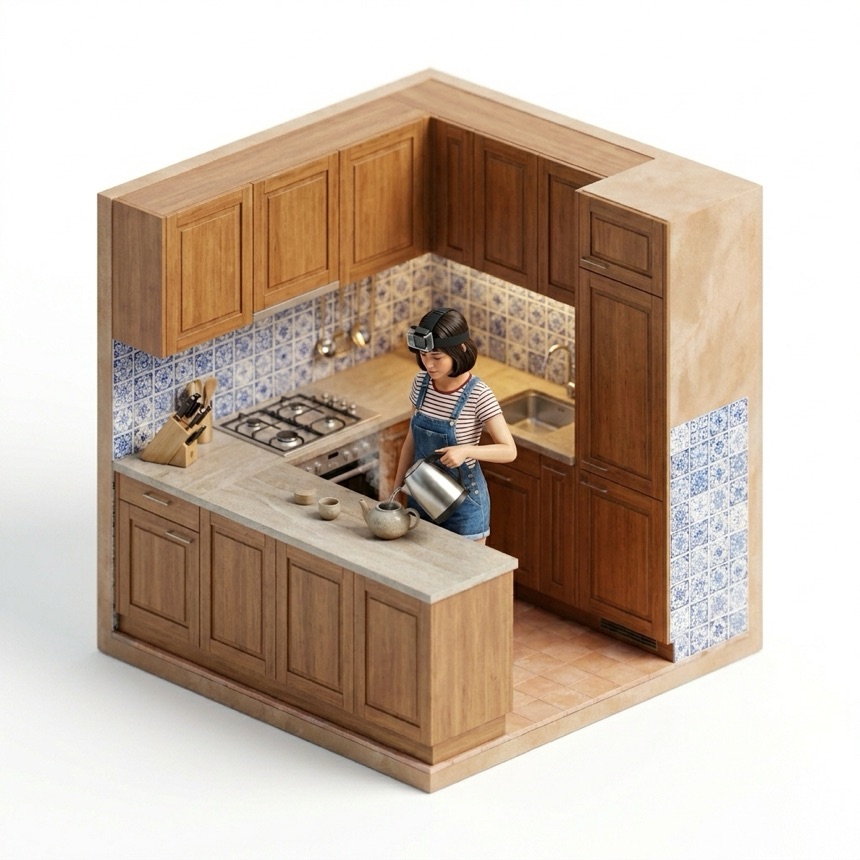Pouring from a Kettle room diorama
