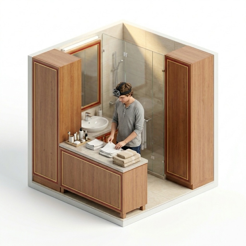 Handling Cloth & Towels room diorama