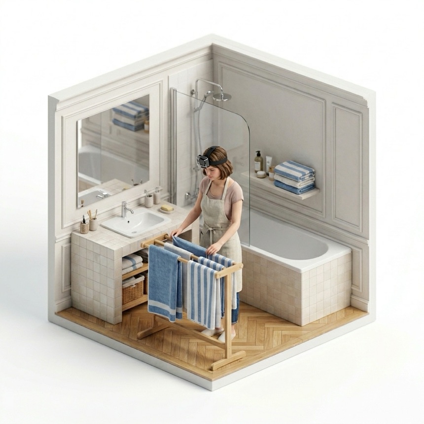 Folding & Hanging Towels — Paris, France diorama