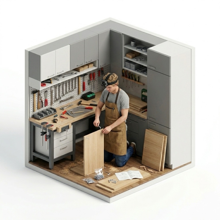 Assembling Flat-Pack Furniture — Munich, Germany diorama