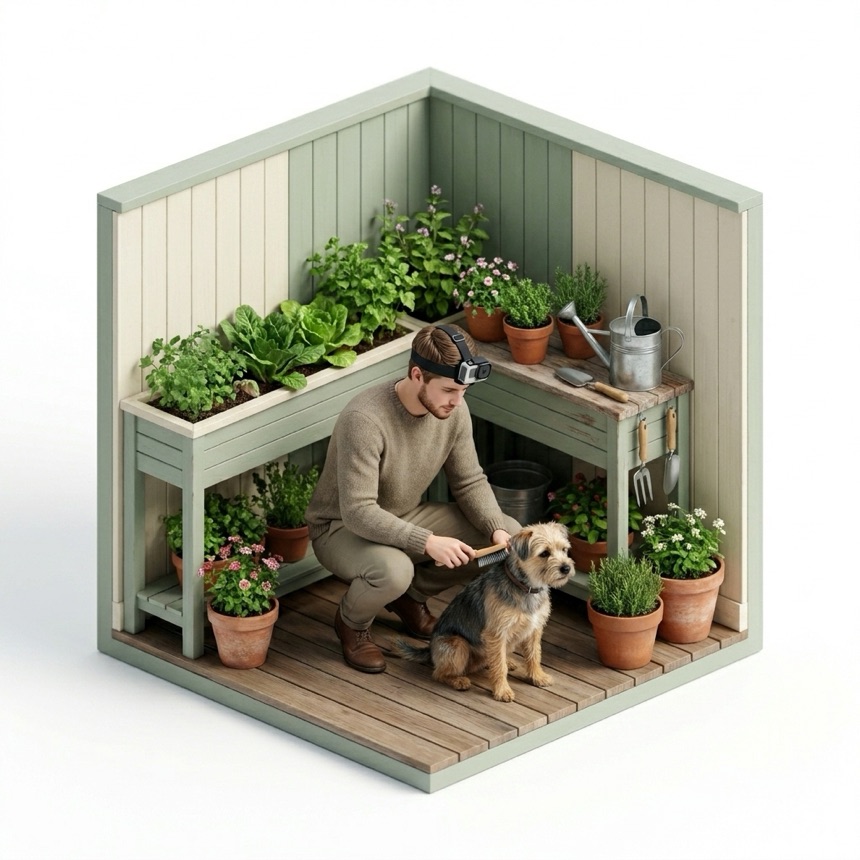 Grooming a Pet room diorama