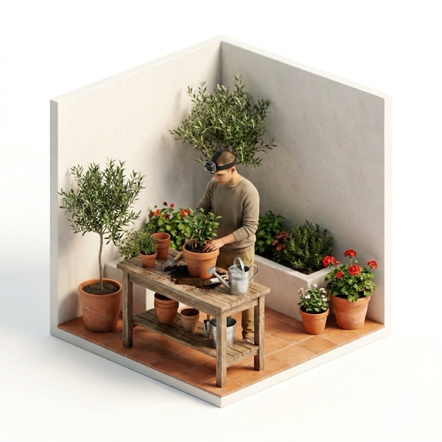Repotting Plants room diorama