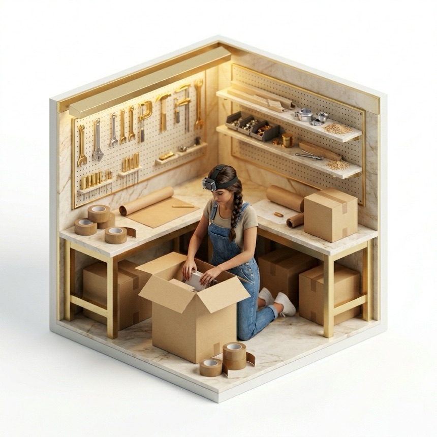 Packing Boxes room diorama