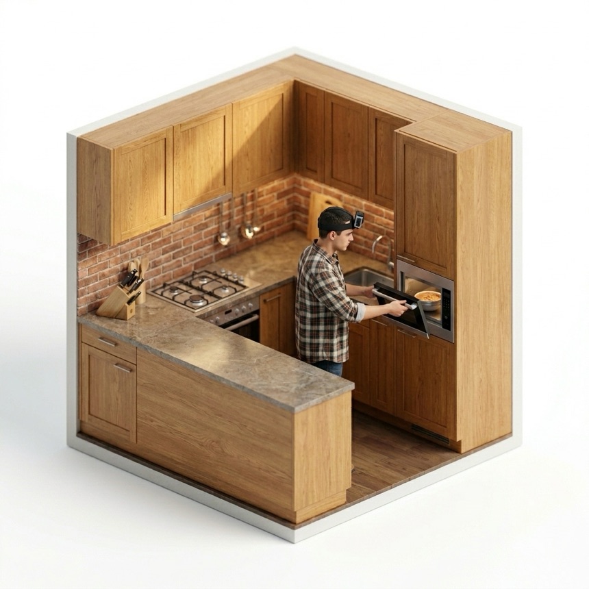 Using a Microwave room diorama