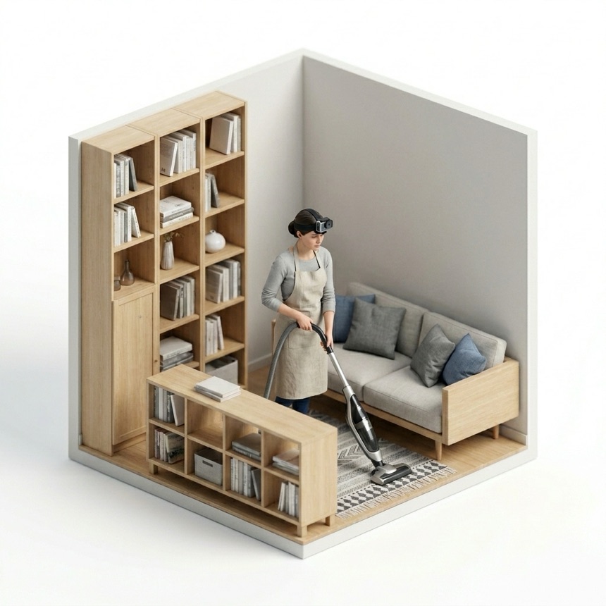 Vacuuming room diorama