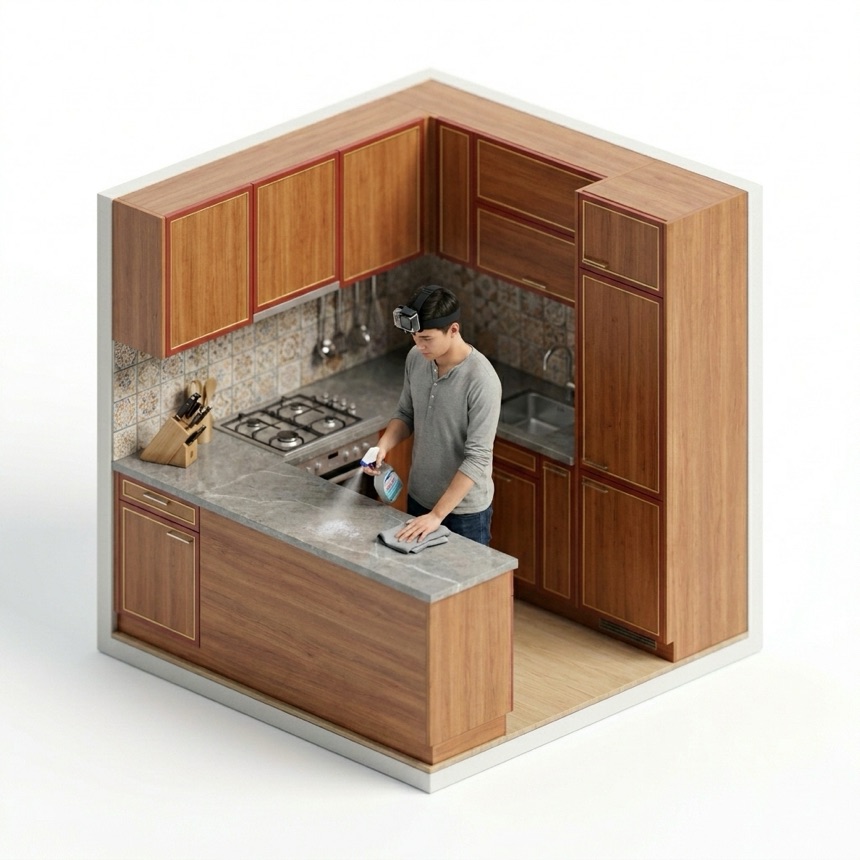 Spray-and-Wipe Cleaning room diorama