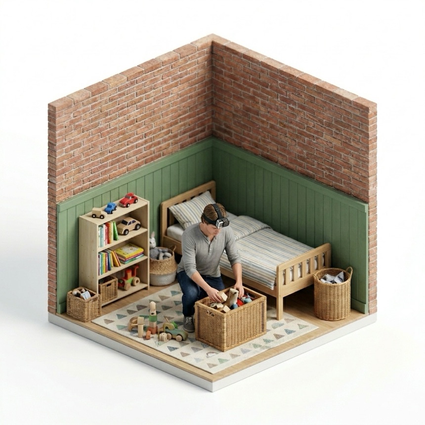 Putting Away Toys room diorama