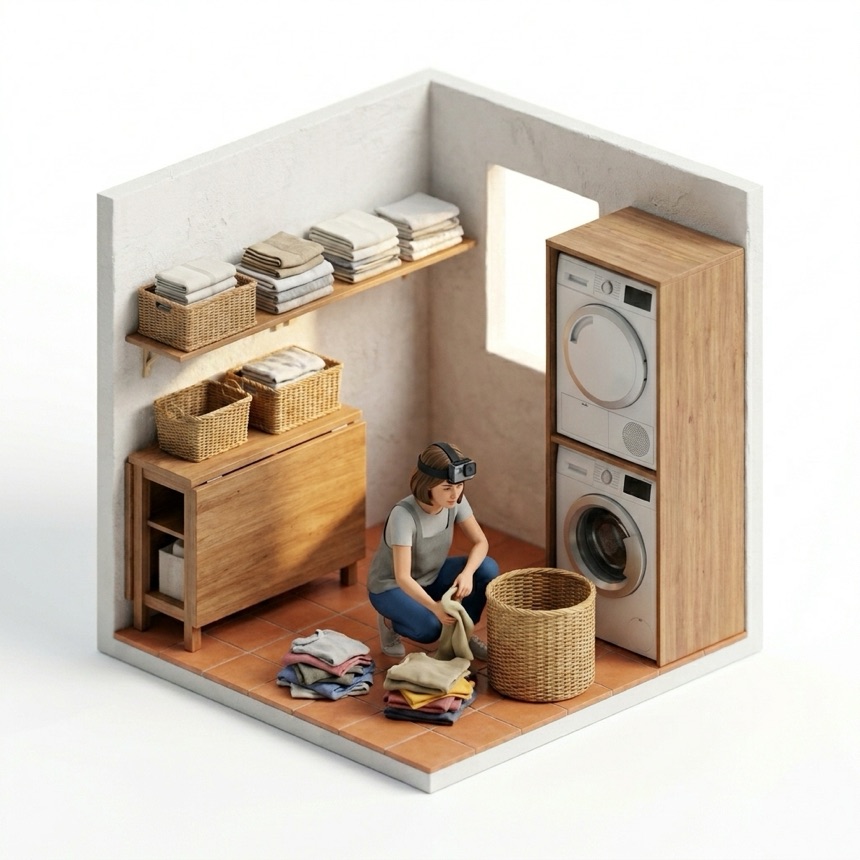 Sorting Laundry room diorama