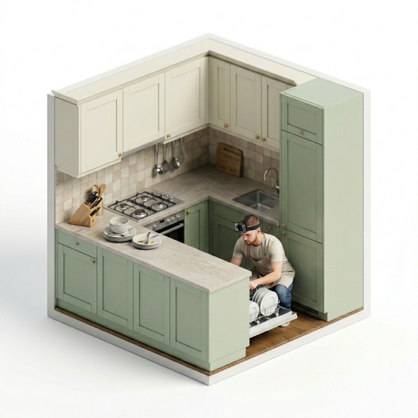 Loading a Dishwasher room diorama