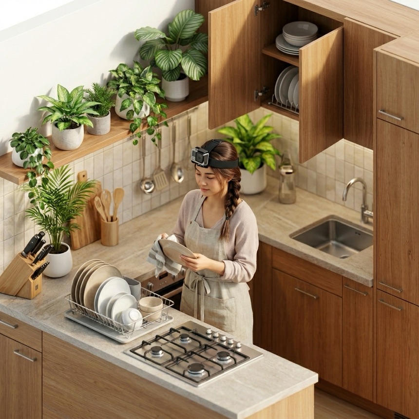 Drying & Putting Away Dishes room diorama