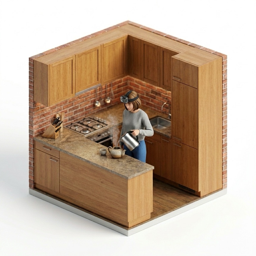 Pouring from a Kettle room diorama