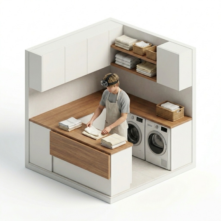 Handling Cloth & Towels room diorama