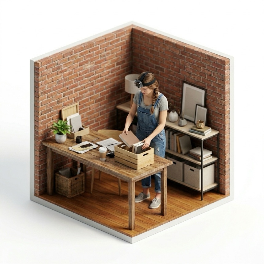 POV Tidying room diorama
