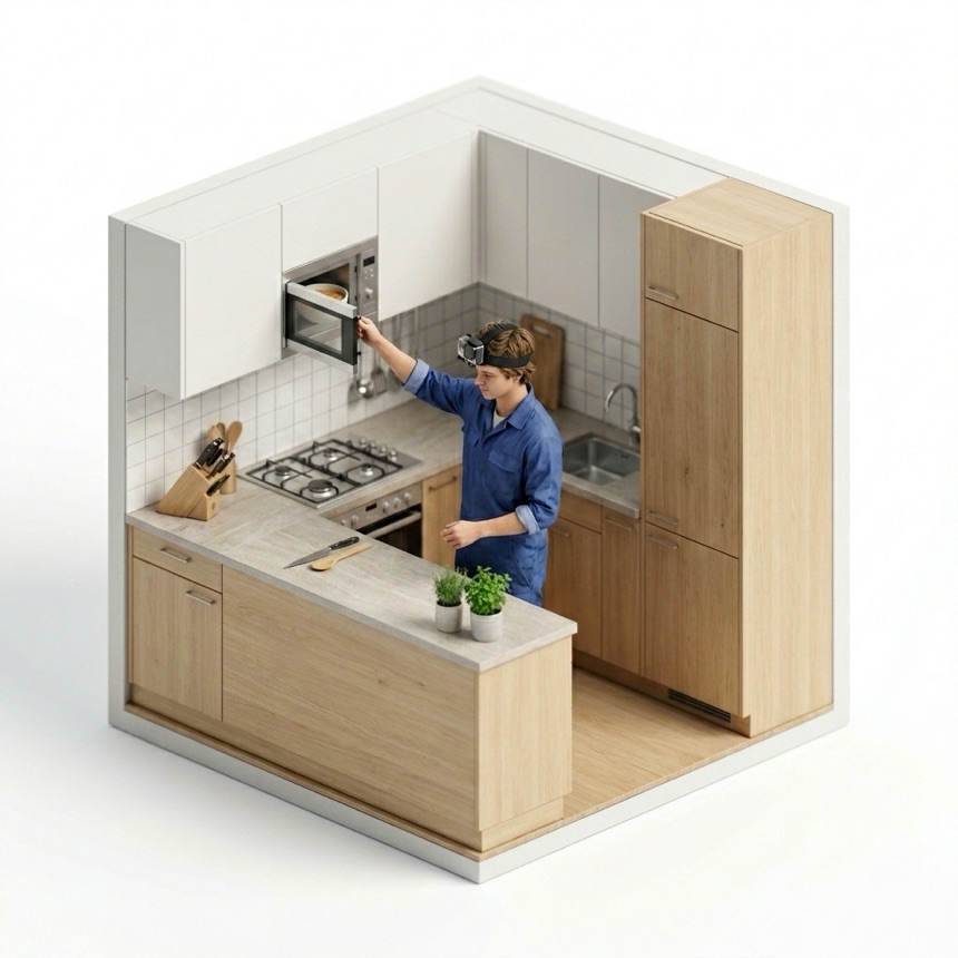 Using a Microwave room diorama