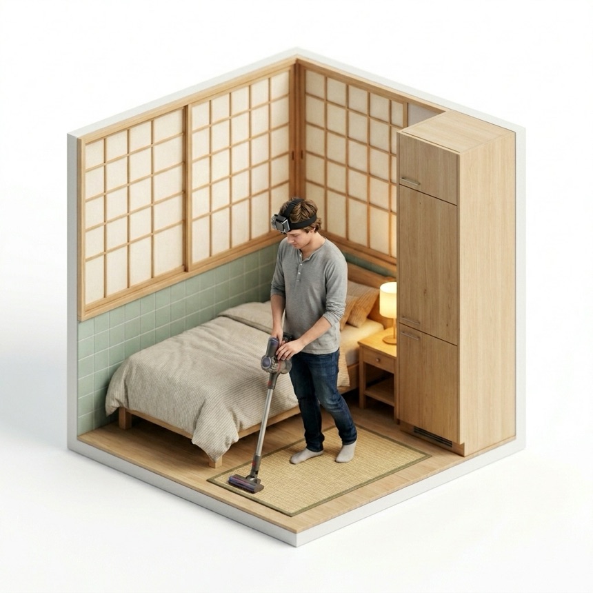 Vacuuming room diorama