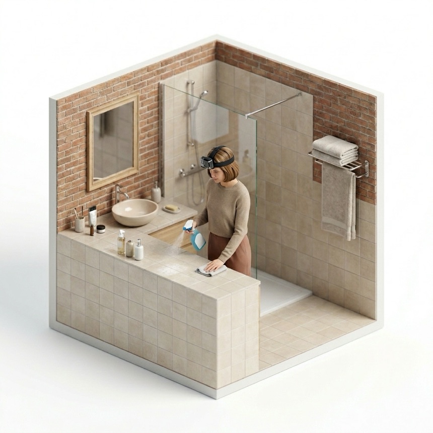 Spray-and-Wipe Cleaning room diorama