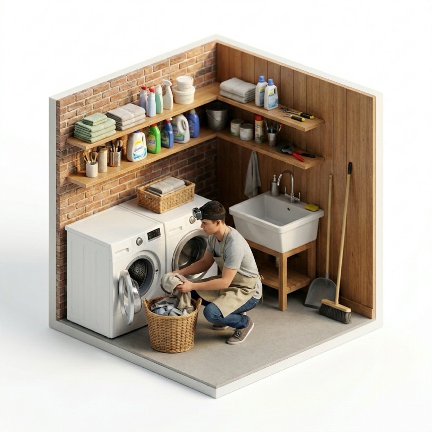 Loading a Washing Machine room diorama