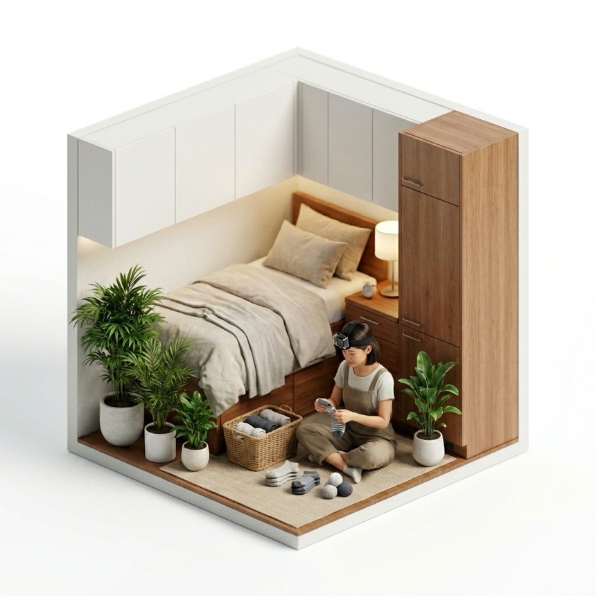 Matching & Folding Socks room diorama