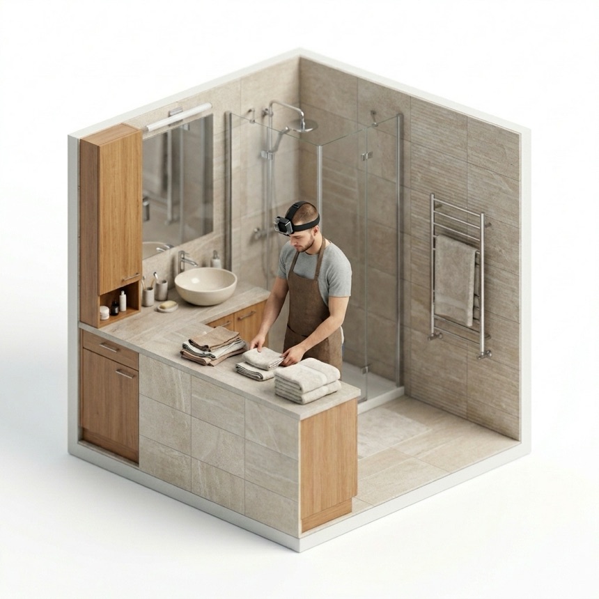 Handling Cloth & Towels room diorama