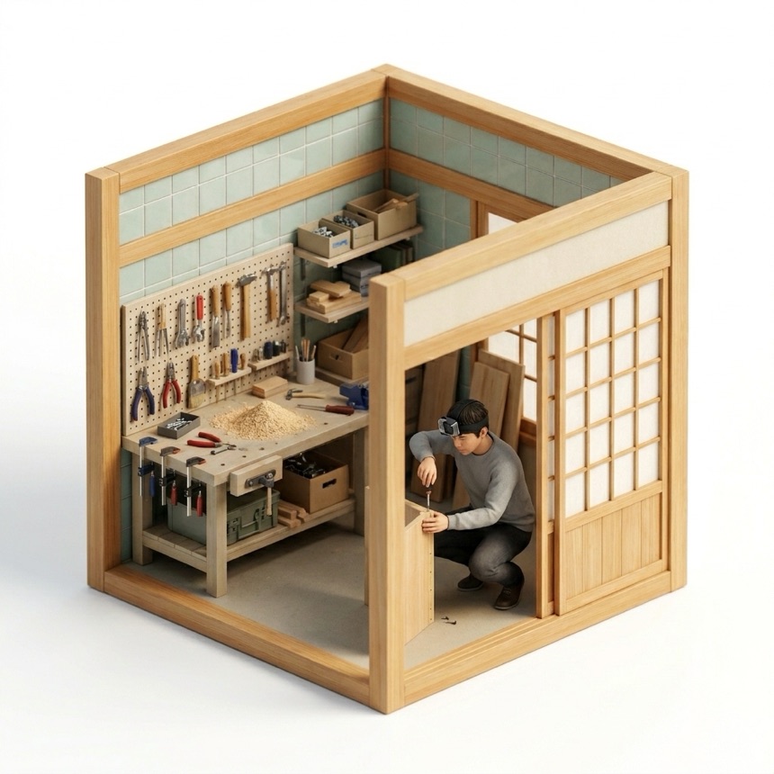Using a Screwdriver room diorama