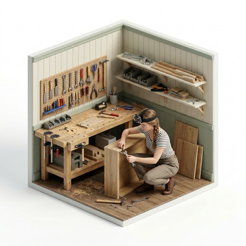 Tightening Bolts room diorama