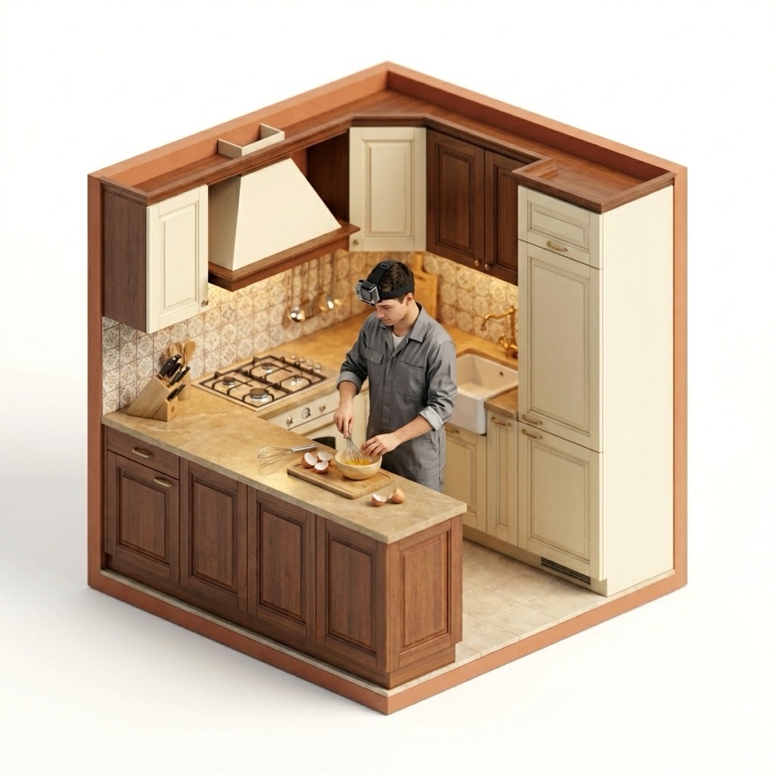 Cracking & Whisking Eggs room diorama