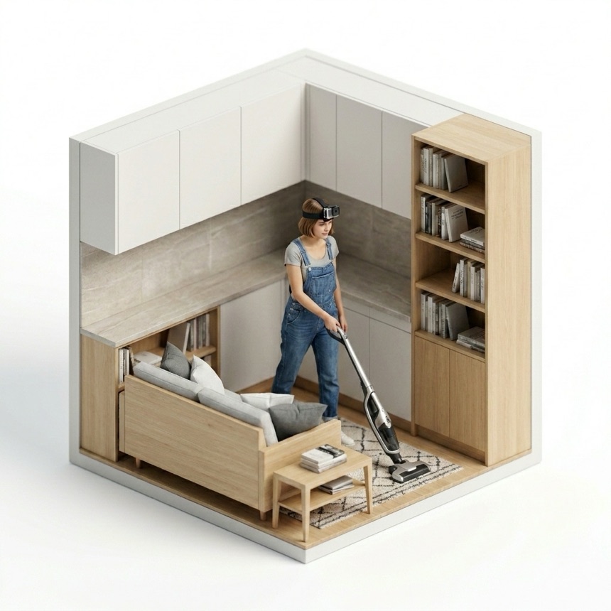 Vacuuming room diorama