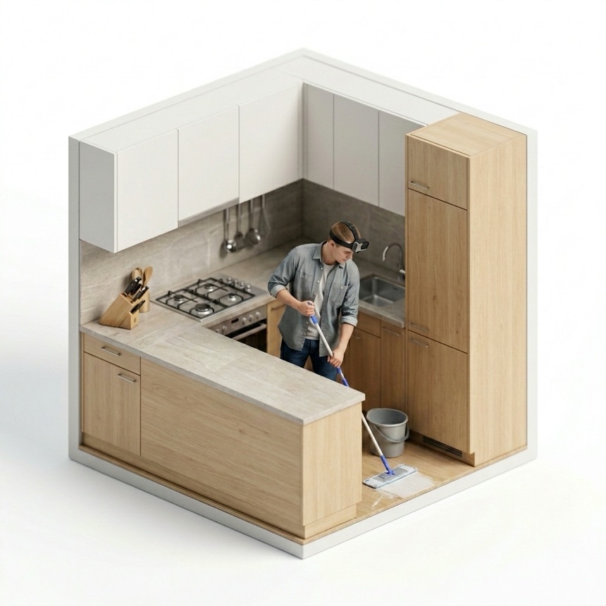 Mopping room diorama