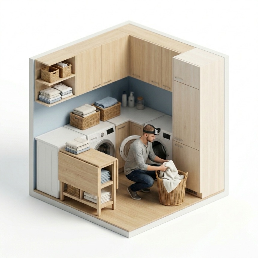 Unloading a Dryer room diorama