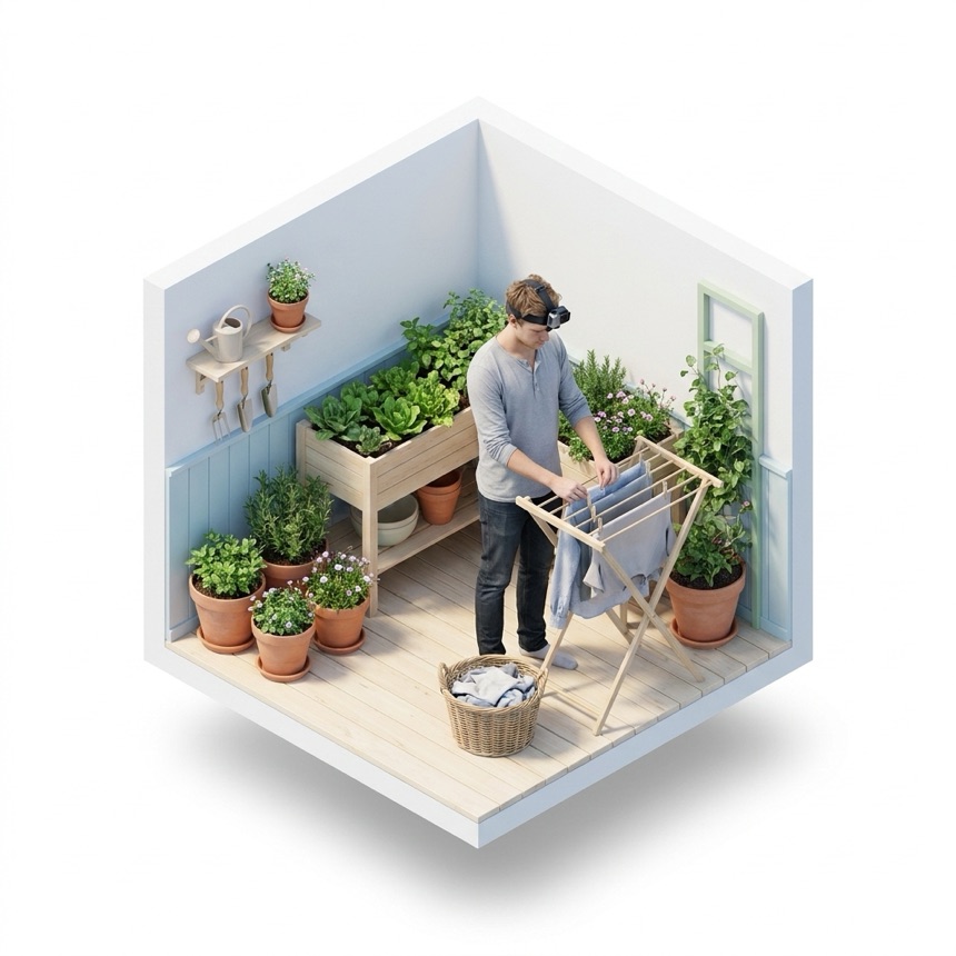 Hanging Clothes to Dry room diorama