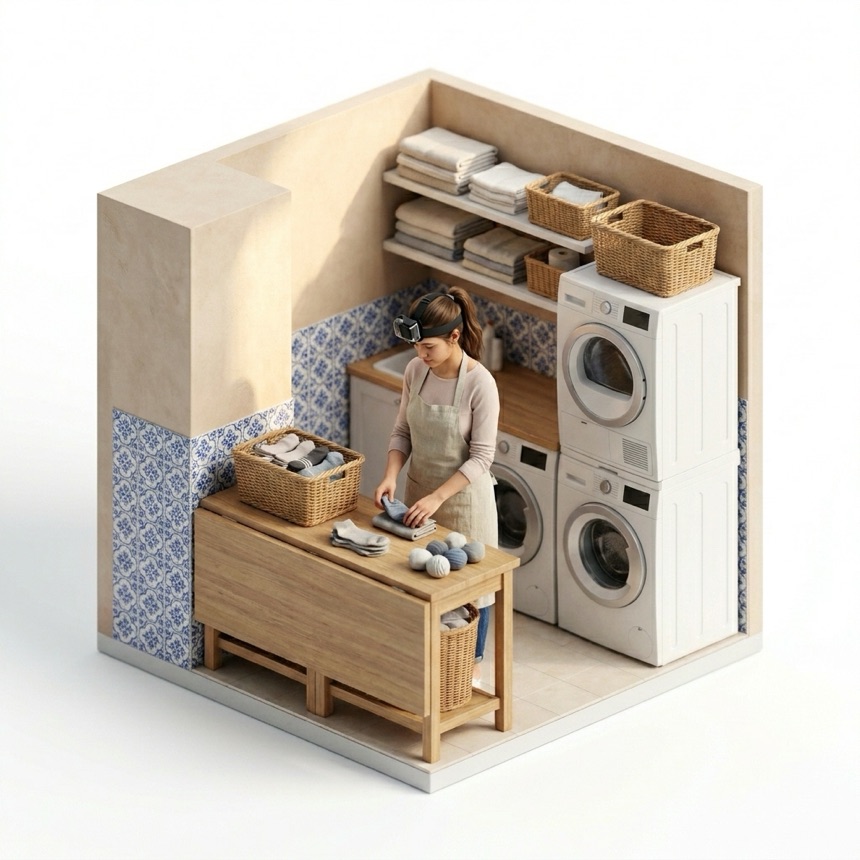 Matching & Folding Socks room diorama