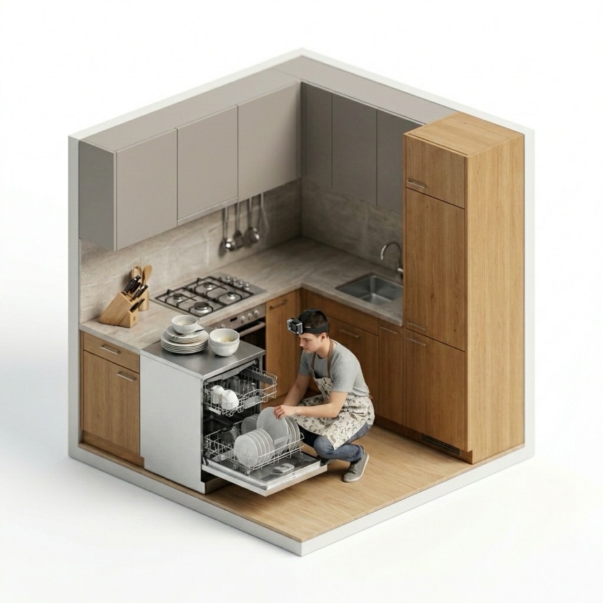 Loading a Dishwasher room diorama