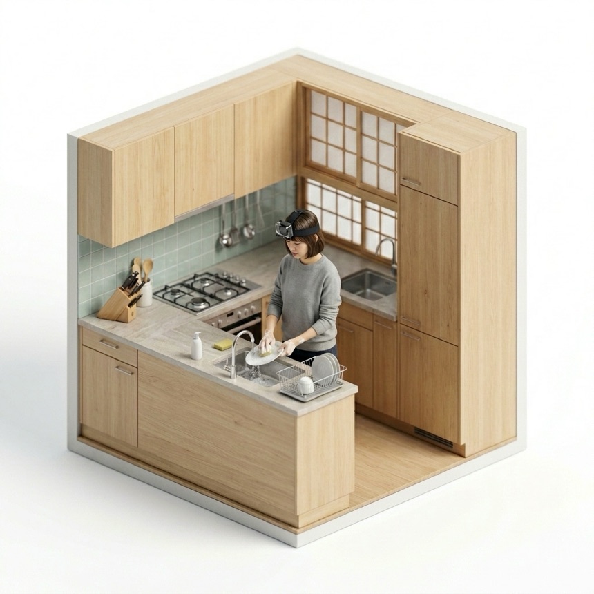 Hand-Washing Dishes room diorama