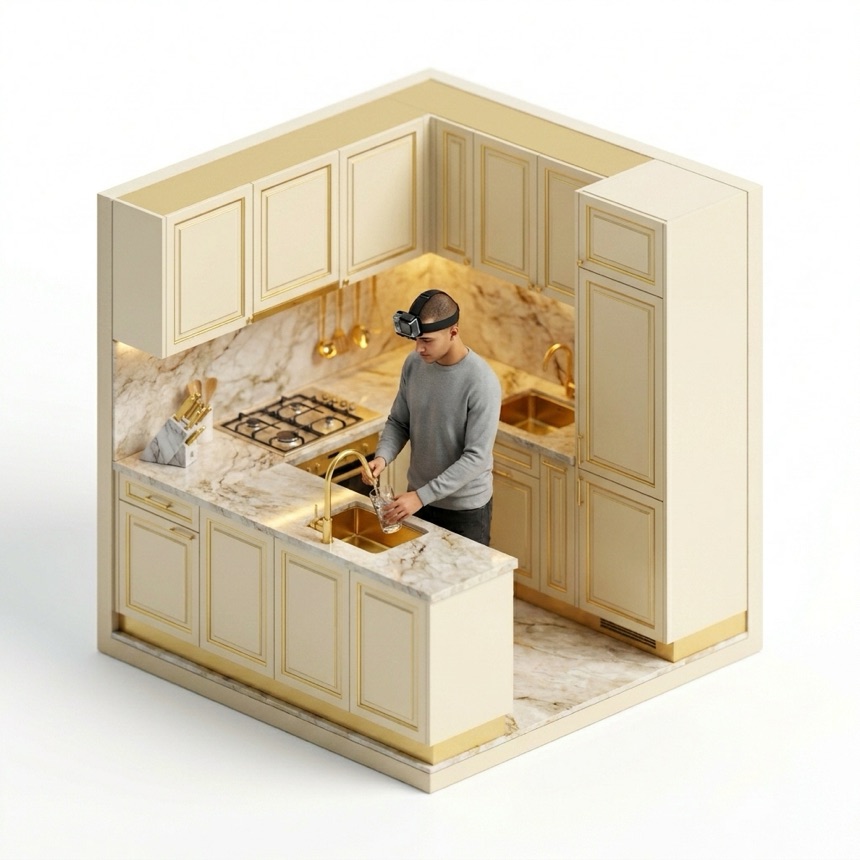 Filling a Glass room diorama