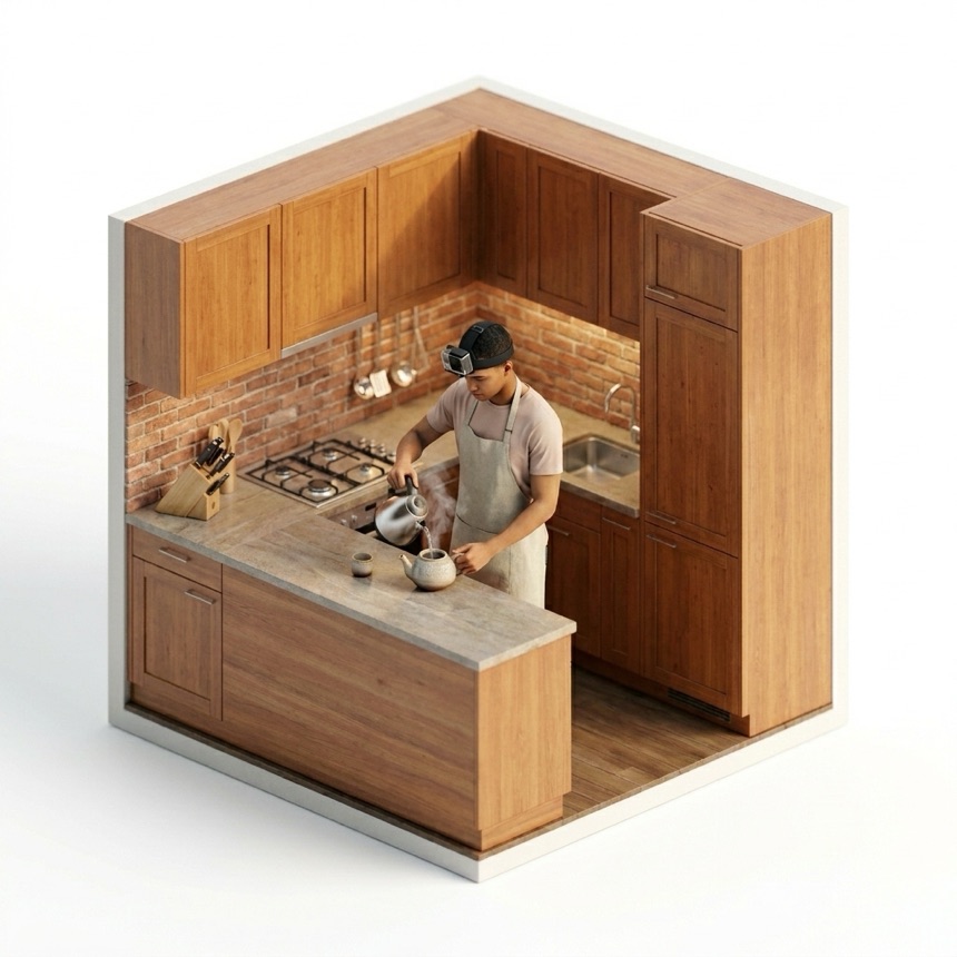 Pouring from a Kettle room diorama