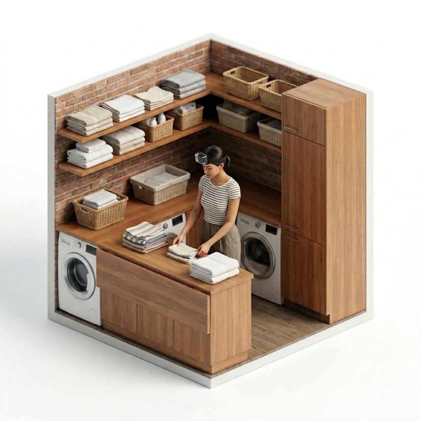 Handling Cloth & Towels room diorama